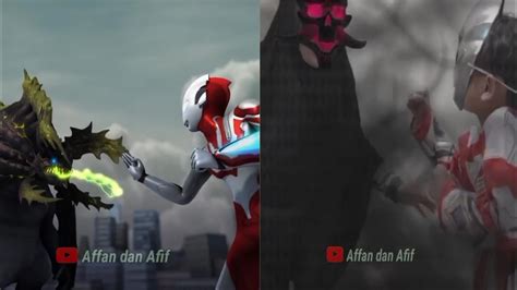 Kompilasi Ultraman Ribut Melawan Raksasa Halilintar Tiru Aksi Upin