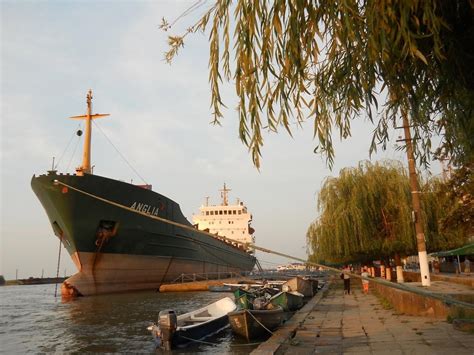 Sulina Town seafront channel ship Black Sea Danube Delta ...