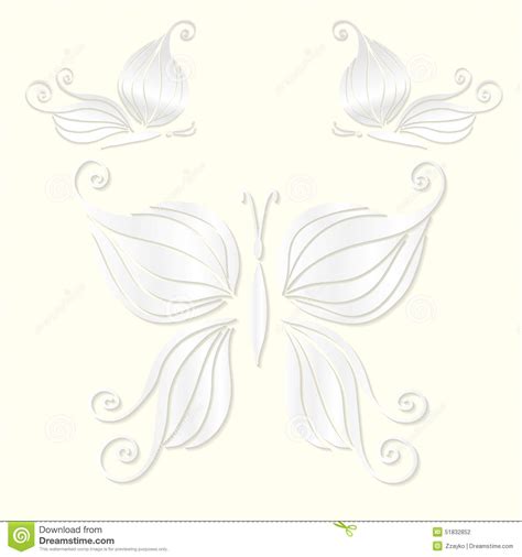 Set Of Decorative White Butterflies Cut From Paper Vector Illustration