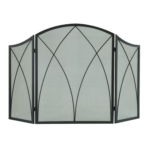 Pleasant Hearth 48 In Black Steel 3 Panel Arched Fireplace Screen At
