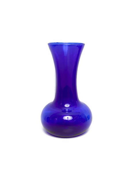 Vintage Cobalt Blue Glass Vase Illusions Blown Glass Indiana Etsy