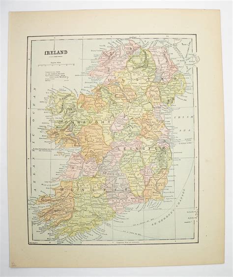 Vintage Ireland Map 1896 Antique Map Of Ireland T For Etsy