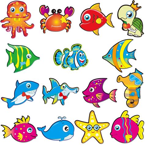 60 Pieces Sea Animals Cut Outs Fish Classroom Accents Cutouts Ocean