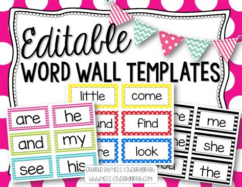 Editable Word Wall Templates Miss Kindergarten