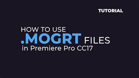 Importing multiple motion graphics template file (.mogrt) into premiere requires a specific file path and set of steps. How to use MOGRT files in Premiere Pro CC17 | Tutorial ...