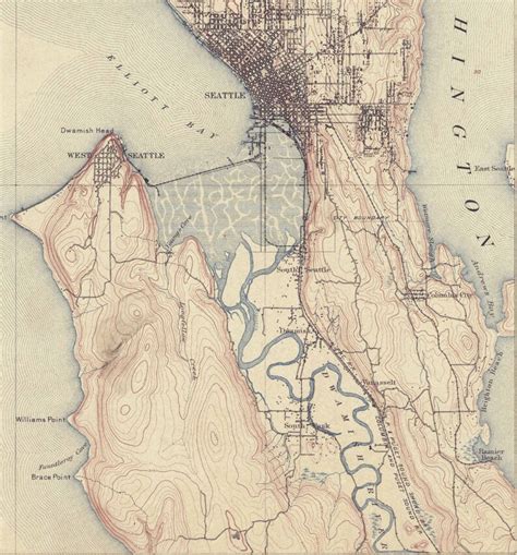 Seattle 1903 Old Topo Map Puget Sound Edited Reprint Of Etsy