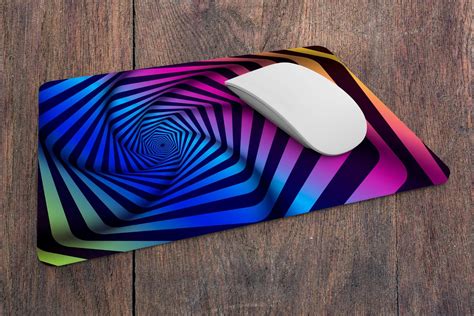 Rectangular Mouse Pad Psychedelic Design Block Etsy
