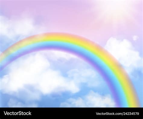 Rainbow Sky Fantasy Heaven Landscape Rainbow In Vector Image