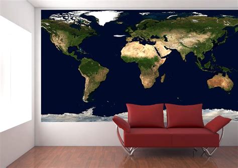 Physical Earth Satellite Image Map Wall Mural Map Wall Mural Map