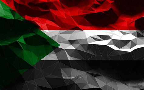 download wallpapers 4k sudanese flag low poly art african countries national symbols flag