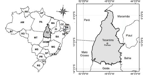 Localização Da área De Estudo Estado Do Tocantins Brasil Download