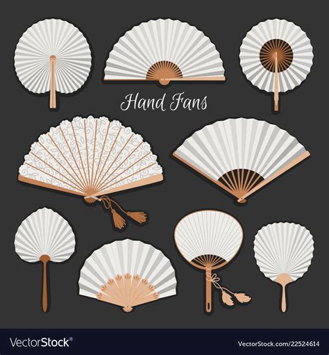 Chinese Fans Set Royalty Free Vector Image Vectorstock