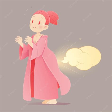 Premium Vector Cartoon Woman In A Pink Nightgown Farting Vector Funny Face Cartoon Illustration
