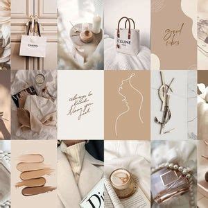 Boujee Aesthetic Neutral Wall Collage Kit Nude Boho Cream Etsy Boujee