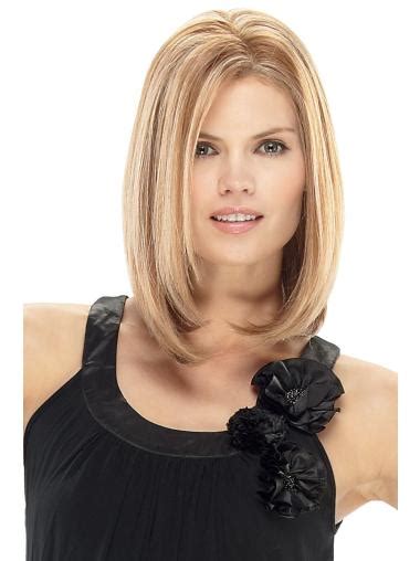 Shoulder Length Designed Straight Without Bangs Human Lace Front Wigs