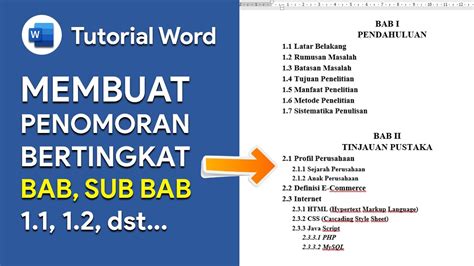 Cara Membuat Penomoran Bertingkat (Sub BAB) Otomatis di Word Untuk