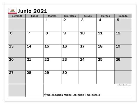 Día de la revolución de mayo. Calendario "California" junio de 2021 para imprimir ...