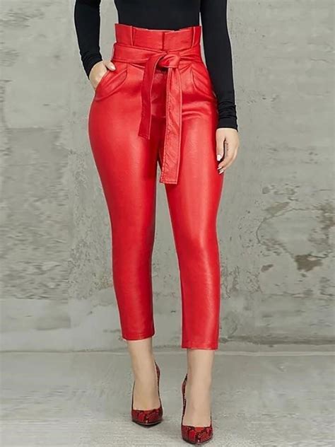 High Waist Faux Leather Pants Fashion Clothes For Women Clothes