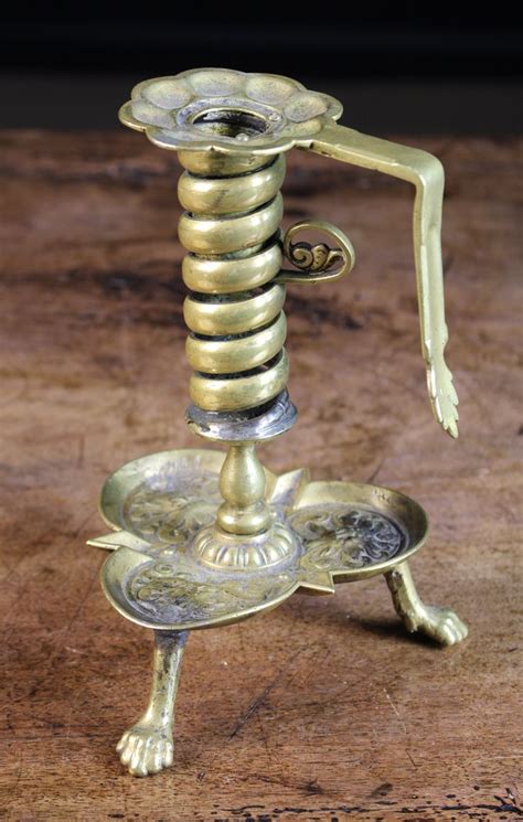 An Attractive 17th18th Century Brass Candlechamber Stick Brass