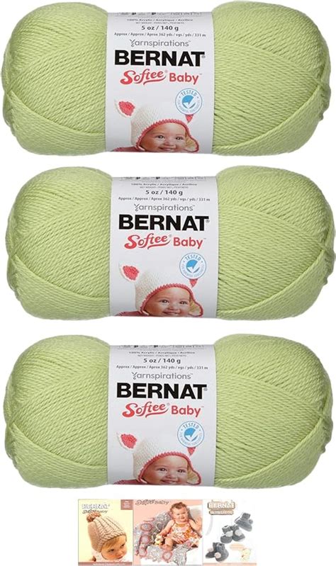Bernat Softee 100 Acrylic Baby Yarn 3 Pack Bundle Includes