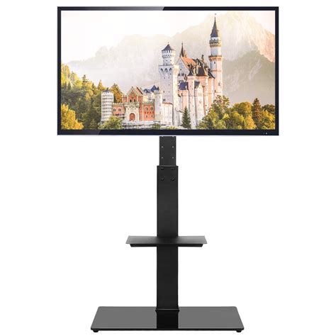 Tvon Flat Panel Tv Stand For 32 To 65 Tv Floor Media Stand Black
