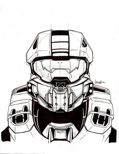 Master Chief Face Sketch By Tefenthescorpion On Deviantart