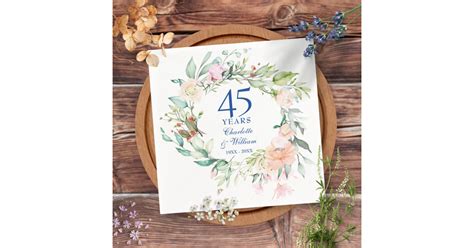 Roses Garland Floral 45th 65th Wedding Anniversary Napkins Zazzle