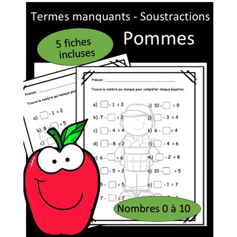 Soustractions Termes Manquants Pommes