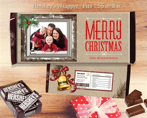 Christmas candy bar christmas labels free christmas printables very merry christmas free printable christmas candy bar wrapper templates. Merry Christmas Chocolate Bar Wrapper Printable Holiday Favors Gifts - Rustic Hershey's Bar ...