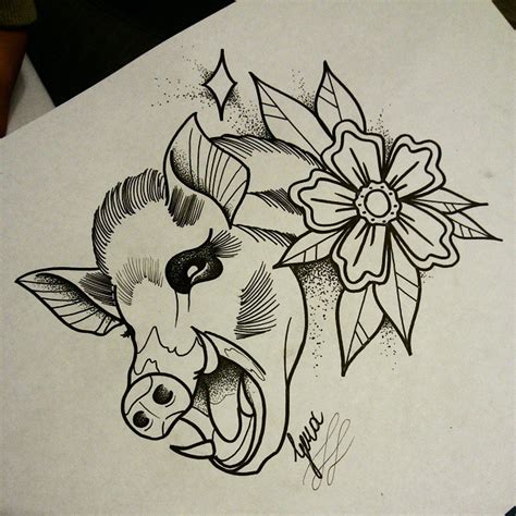 You should always remember that tattoo is made for the whole rest of your life and its meaning will be always fallowing you. Traditional black-and-white screaming pig and rose tattoo ...