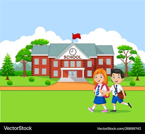 Happy Little Kids Going To School Royalty Free Vector Image