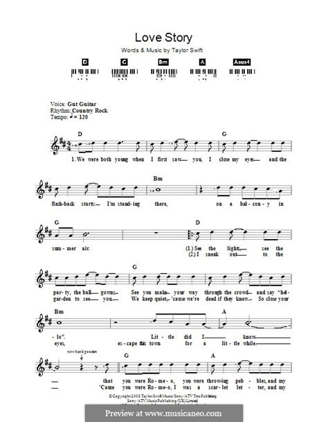 Love Story By T Swift Sheet Music On Musicaneo