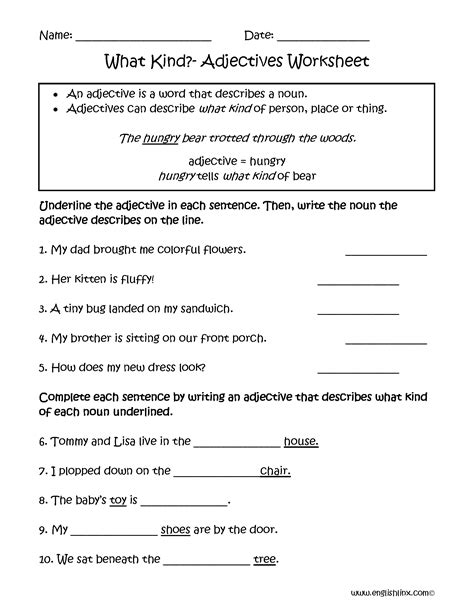 Worksheets About Adjectives Grade 6 ZHISHU WEB
