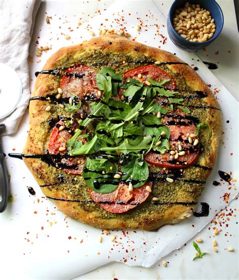 Vegan Pesto Pizza With Balsamic Glaze This Savory Vegan