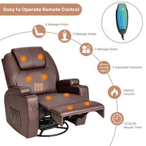 360 Degree Swivel Massage Recliner Chair With Remote Control For Home