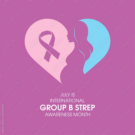 July Is International Group B Strep Awareness Month Vector Silhouette Of Pregnant Woman And