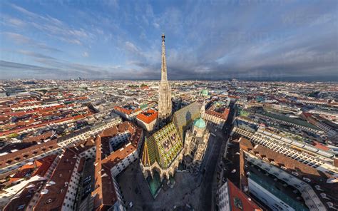 Panoramic Aerial View Of St Stephens Cathedral Vienna Austria Stock