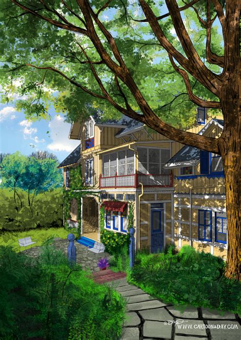 Gorgeous garden and front yard landscaping ideas that help highlight the beauty and architectural features your house. Peaceful Home Garden Porch Cartoon