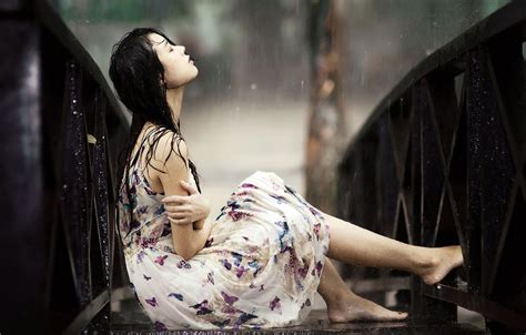 Wallpaper Wallpaper Girl Rain Dress Background Alone Mood