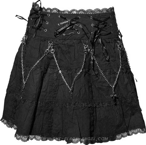 Short Gothic Skirt By Queen Of Darkness With Chains Eyelets And Satin