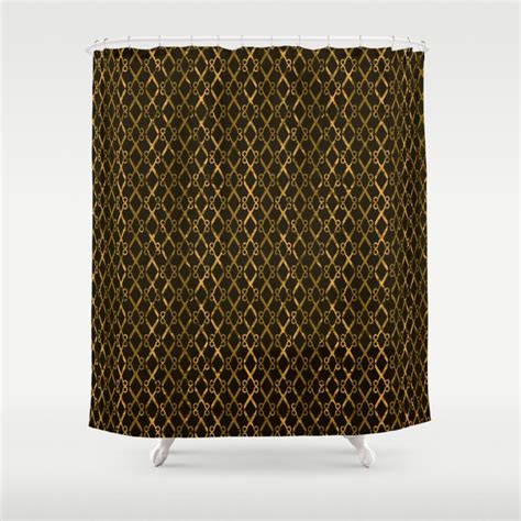 Golden Brown Scissor Stripes Shower Curtain By Gravityx9 Society6