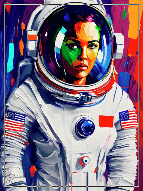Female Astronaut Oil Painting Style Print Drawing By Greg Edwards Pixels