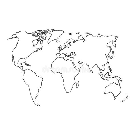 The World Map Of Black Contour Curves Illustration Stock Illustration