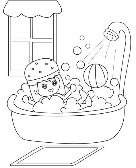 Taking A Bath Coloring Page Stock Illustration - Illustration of bubbles, black: 50165883
