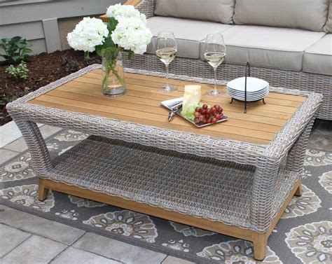 Vineyard Teak & Wicker Coffee Table | Wicker coffee table, Coffee table