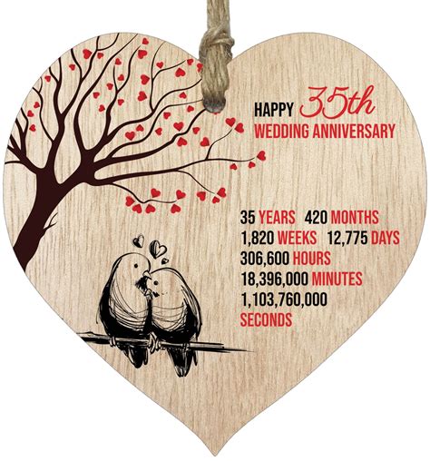 Buy Stuff4 35th Wedding Anniversary Wooden Heart Plaque Light Wood