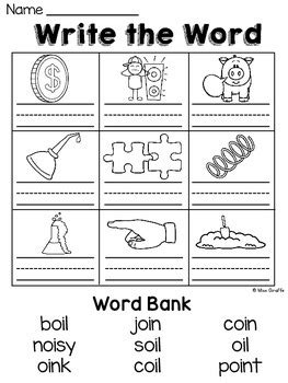 Vowel worksheets for preschool and kindergarten, including beginning vowels, short vowels, long vowels and part of a free preschool and kindergarten worksheet collection of phonics and reading. OI OY Worksheets & Activities {NO PREP!} by Miss Giraffe | TpT