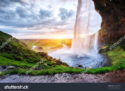 Most Famous Icelandic Waterfall Majestic Seljalandsfoss Stock Photo