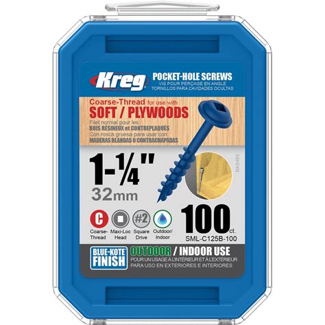 Kreg Pocket Screws 1 14 Coarse Thread Blue Kote 100pc Carbatec