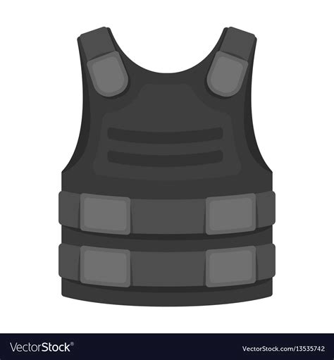 Bulletproof Vest Icon In Monochrome Style Isolated